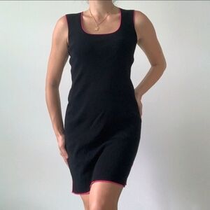 BCBGMaxAzria Black Sheath Midi Dress Scoop Neck Sleeveless SzL Gentle Used